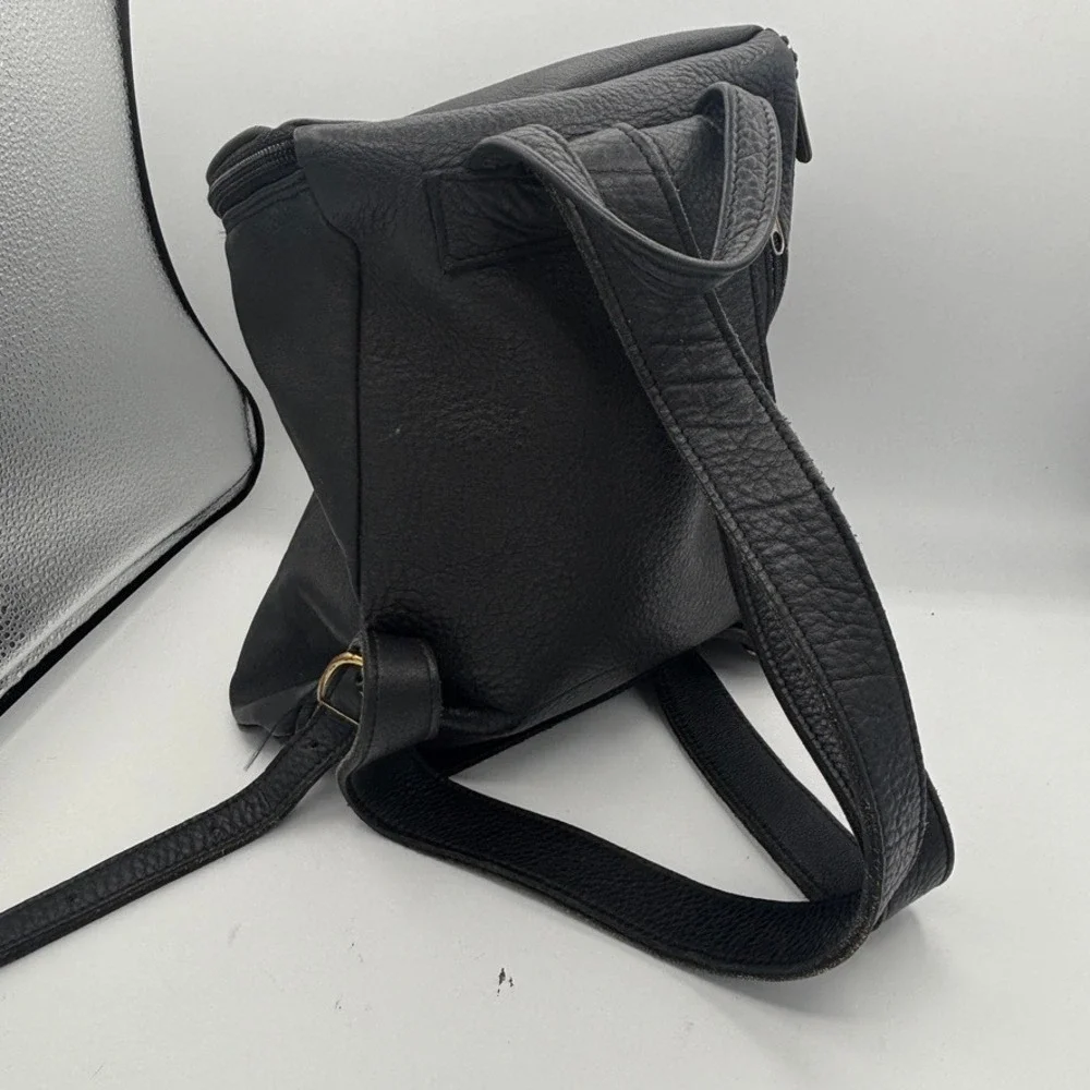 Vtg M. London Leathercraft Backpack Black Leather Purse Minimalist Rucksack EUC